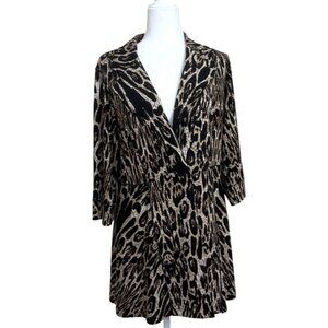 Eva Varro Womens Blazer Jacket Animal Print Brown Black Single Button Size L